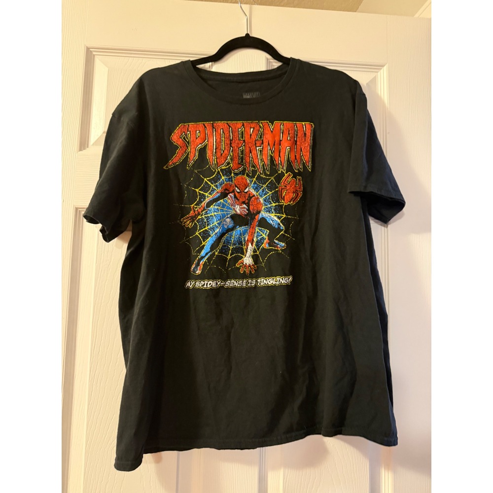 Marvel Spiderman Graphic T-Shirt Black XL My Spidey-Sense Is Tingling Comic Tee